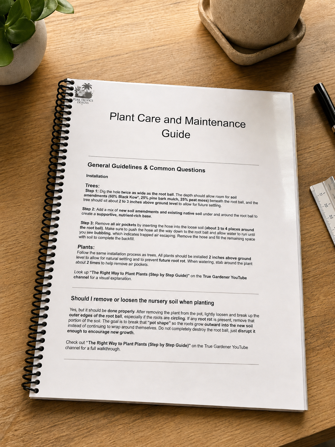 Comprehensive landscape care guide FAQ section showing plant care questions