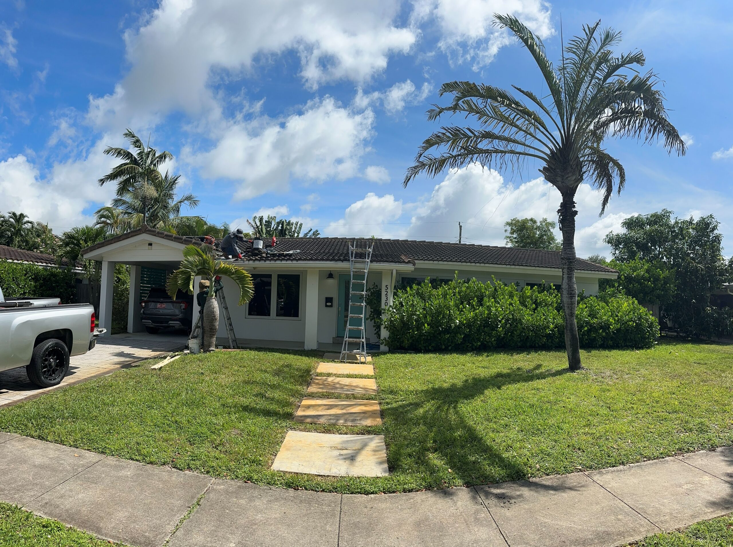 High-water thirsty turf lawn with dried out flowerbeds in St Petersburg Florida before redesign
